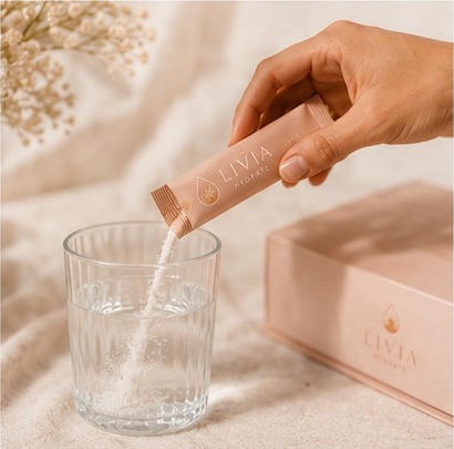 Livia-stick som hälls i ett glas vatten